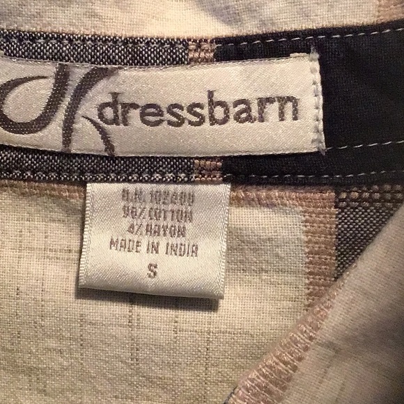 Dress Barn Blue/White Plaid 3/4 Sleeve Button Down Shirt Small 2 Front Pockets - Picture 2 of 3